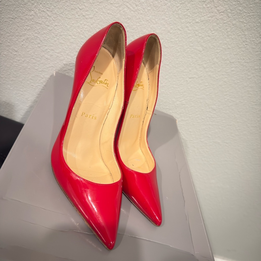 Christian Louboutin Glossy Red Patent Pointed Toe Pumps
